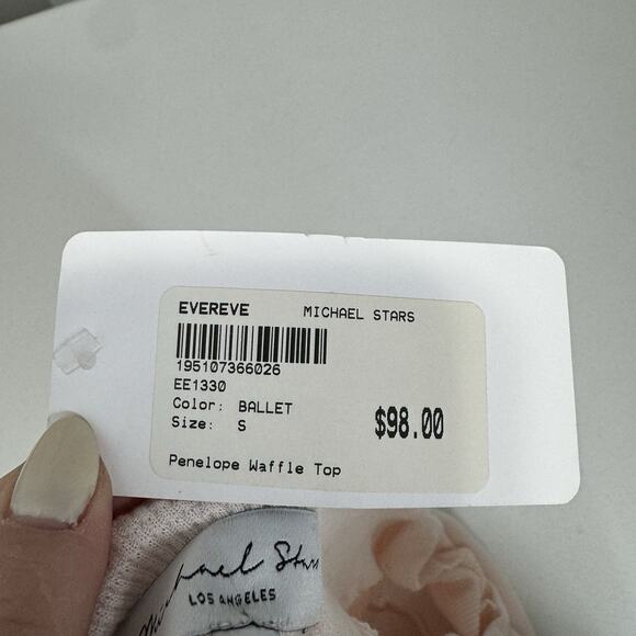 Michael Stars Womens Top S Ballet Pink Penelope Waffle Knit Off The Shoulder Tee - Picture 4 of 12